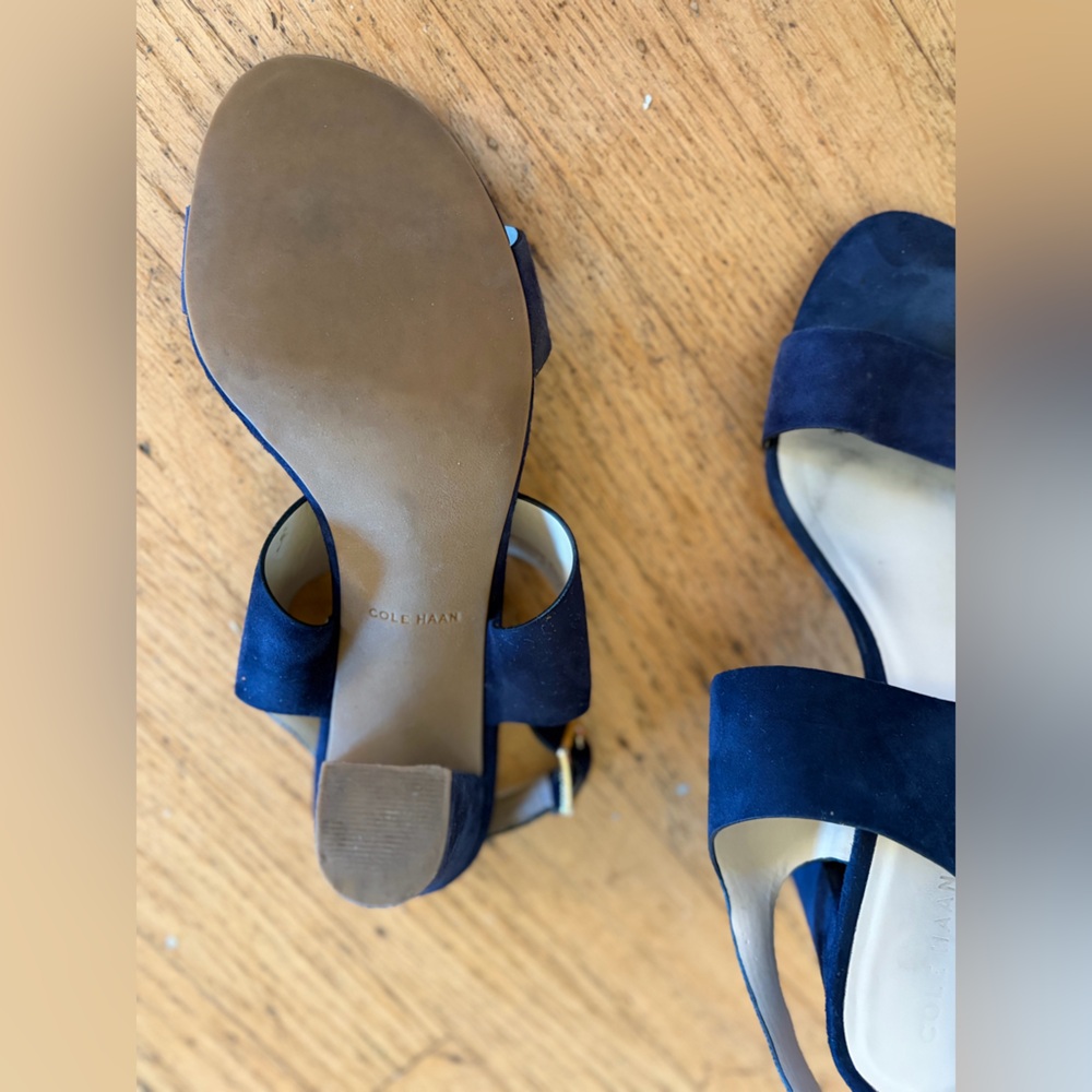 Cole Haan Octavia block heel suede sandal Marine blue - Picture 12 of 14